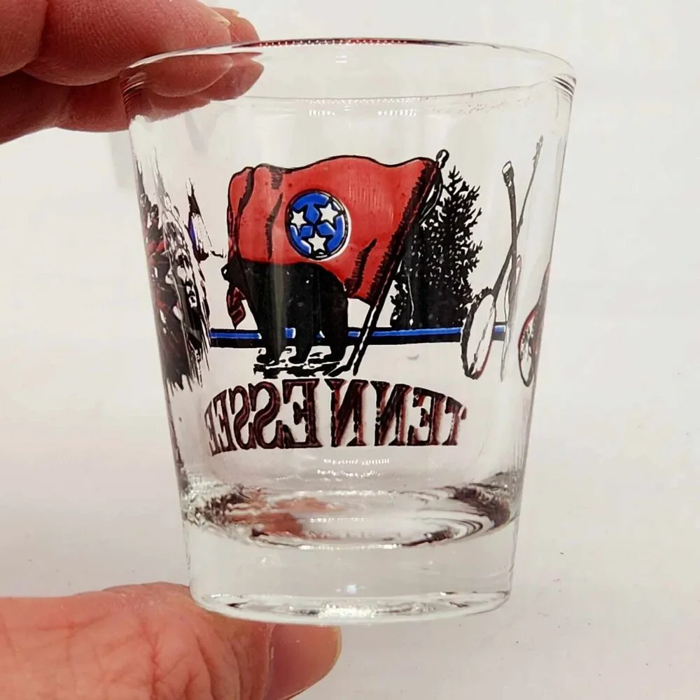 Tennessee Black Bear Flag Shot Glass Collectible Souvenir Banjo Native American